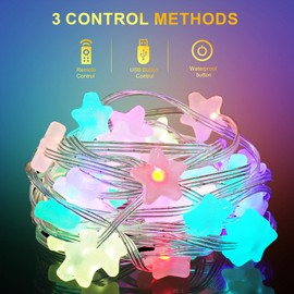 osteplus Fairy Lights Color Changing 16.5FT String Lights with Remote, 2-Pack Mini Star LED Twinkle Lights USB Plug or Battery Powered for Indoor Outdoor Waterproof Party Garden Decoration