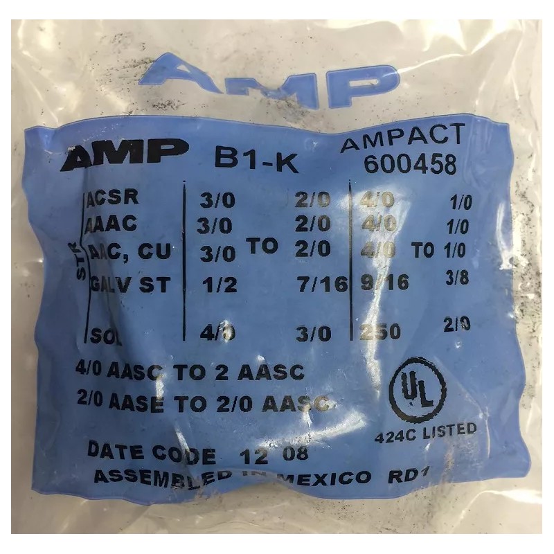 Tyco AMP B1-K AMPACT 600458 Aluminum TAP Connector 3/0-2/0 4/0-1/0