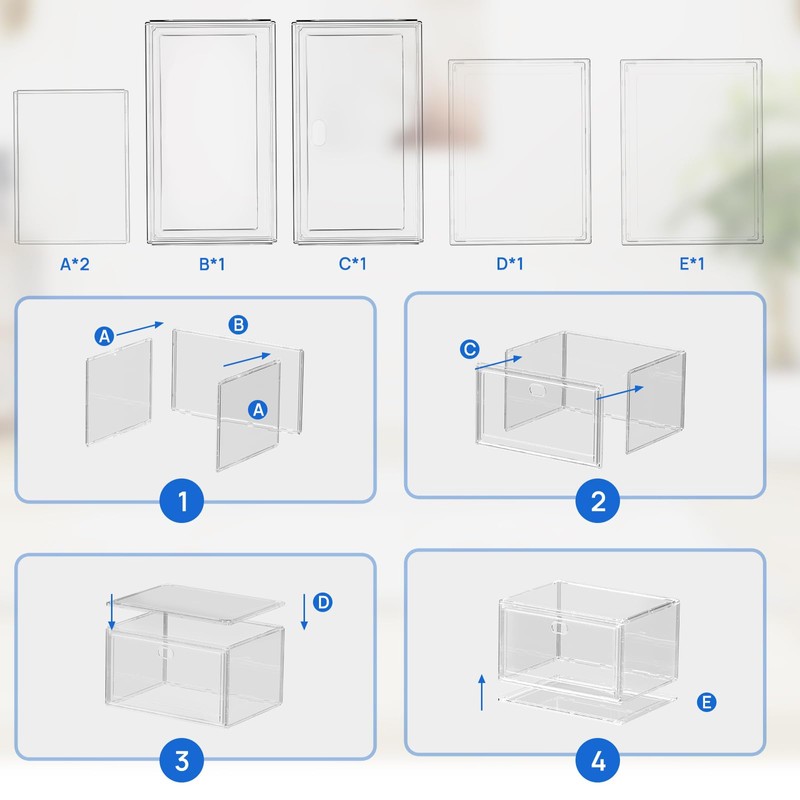 10-Pack X-Large Shoe Storage Boxes for Wardrobe, Modular Space-Saving Shoe