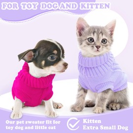 Generic Knitted Dog Sweater for Small Dogs Autumn Puppy Sweaters Winter Cute Dog Clothes Turtleneck Thick Warm Small Dog Pullover Sweater Pet Clothing for Cat, Kitten Chihuahua Yorkie (Small)