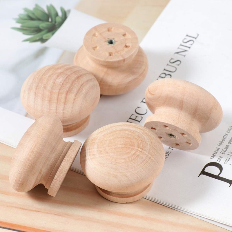 Healifty 15pcs Drawer Knobs and Pulls Wooden Round Shaped Drawer