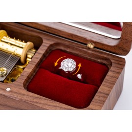 BELLA GLOBE Cant Help Falling in Love Music Box with Fidget Spinner Ring Gift for Wife Birthday Gifts for Her Anniversary Jewelry Gifts for Women Walnut Wood Music Box Automatic Play for Girls