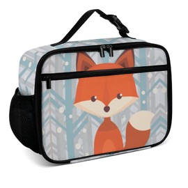 Muishi Cute Fox Reusable Lunch Box Insulated Lunch Bag Cooler Bag Lunchbox Meal Food Container Tote Bag for Women Kids Girls Boy School Camping Hiking Picnic Beach Travel
