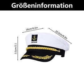 SSHUIKKAI Kapitänsmütze Herren, Matrosenmütze Kinder, Faschingsmütze Herren, Karneval Kopfbedeckung Männer, Kapitänsmütze Für Erwachsene, Für Damen, Männer & Erwachsene(Weiß)