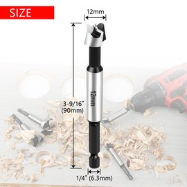 NICAVKIT Professional 12 mm Forstner Drill Bit for Wood, 12 mm Forstner Drill Bit Hole Cutter with Hex Shank, Wood Drill, Pot Drill, Art Drill for Wood
