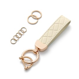 AOKSUNOVA Women's Leather Car Key Fob, White 1, Unit size
