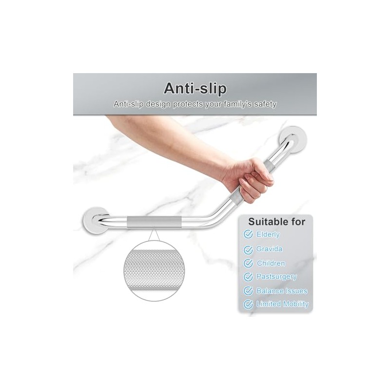 Sunzone Barras de Apoyo Ba?o,antideslizante para Ancianos,25cm*25cm