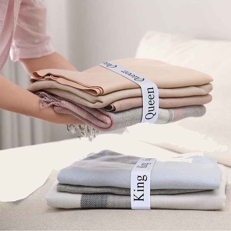 Bluejunior Bed Sheet Organizer Bands,8 Pcs Elastic Closet Organization Sheet