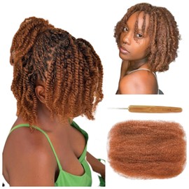 Brown Afro Kinkys Bulk Human Hair 12 Inch 35g Per Bundle Human Hair for Dreadlocks Extensions Repair Locs Boho Style Spring Twist Braiding Crochet Braids Afro Kinky Curly Bundles Bulk Hairs 30# Brown