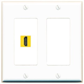 RiteAV HDMI-Yellow 2 Gang Wall Plate with Blank Insert Right [White]