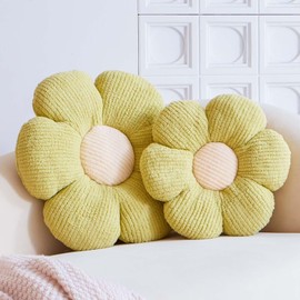 VBGYA Flower Decorative Throw Pillows for Bed Couch, Cute Daisy Shaped Plush Aesthetic Pillow, Soft 14.9" Floor Seat Cushion