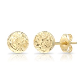 14k Yellow Gold Diamond-cut Ball Stud Earrings (6mm)…