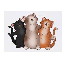 'Singing Cat Trio' Temporary Tattoo - Water Resistant, Skin-Safe, Non-Toxic Transfer (TO00076953)
