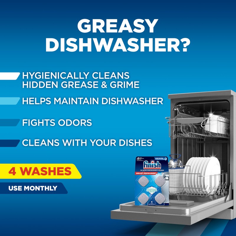 Finish Dishwasher Cleaner Tablets, Deep Cleans Hidden Grease & Grime,