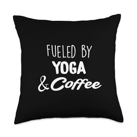 Yoga Coffee Fueled Java Caffeine Workout Ladies Fueled by Yoga & Coffee Throw Pillow, 18x18, Multicolor
