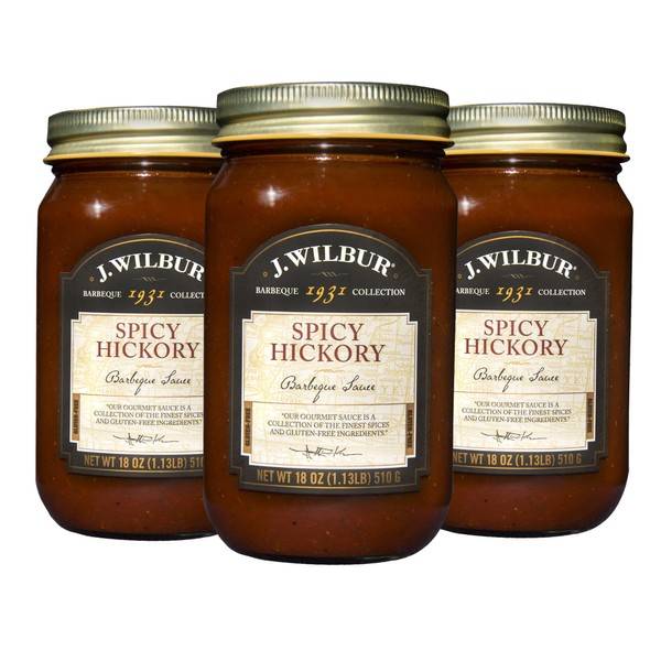 J. Wilbur Spicy Hickory BBQ Sauce - 18oz (All-Natural & Gluten Free) 3 Pack