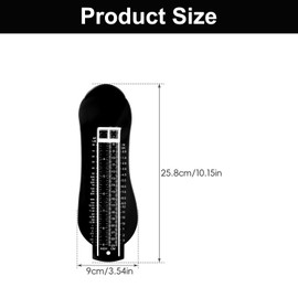 Hopzab Foot Measurer, Durable ABS Plastic Shoe Size Gauge, UK 5.5-23cm Range, Black, Accurate Family Foot Length Tool