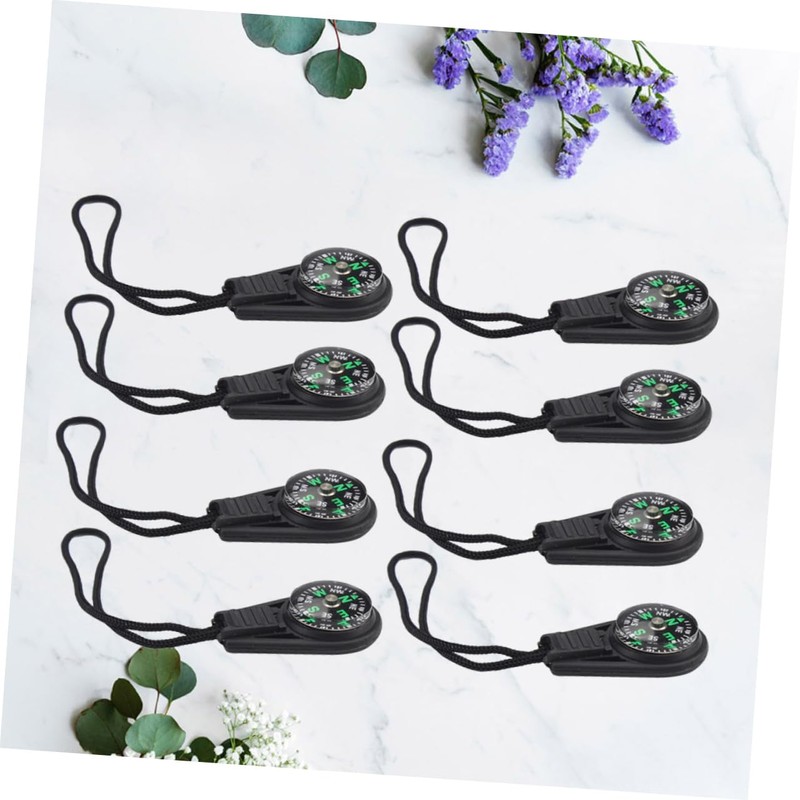 KOMBIUDA 8PCS Mini Compass Keychain with Lanyard Portable Outdoor Pendant