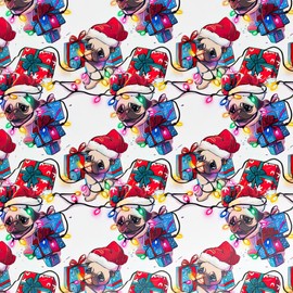 Christmas Pug Wrapping Paper Veterinary Staff Dog Lovers Exclusive Graphic Veterinarian Vet Tech Nurse Assistant Gift Wrap Present Gift Clinic Rescue Pet Lover (30" x 72")