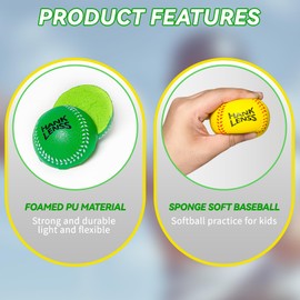 HANKLENSS Soft Baseballs Foam Baseballs for Kids 12 Pack -Practice Baseballs for Kids Teenager Players T-Ball Baseball Training Balls, Perfect for Beginners (Yellow+Green+White)