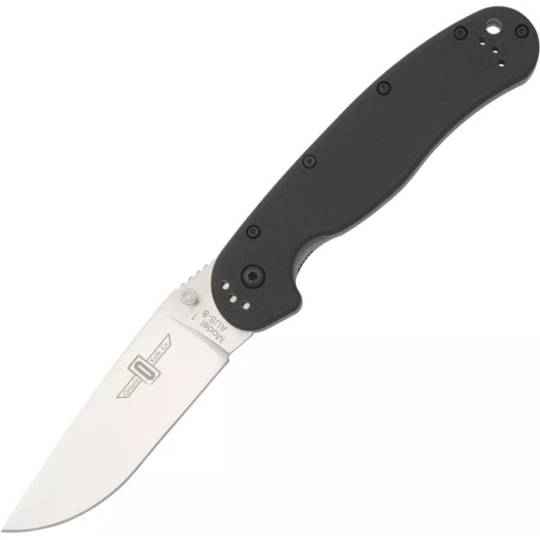Ontario RAT-1 Linerlock Black Handle AUS-8 Stainless Satin Folding Knife