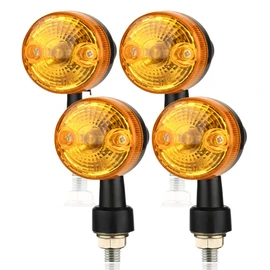 Turn Signals, Set of 4, Universal Plating, Clear, Yellow, Lens, Front, Rear, Round Shape, Mini (Black/Yellow)