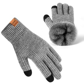 HOLDINA Gloves for Cold Weather Men,Thermal Winter Gloves with Touchscreen Fingers,Fleece Warm Gloves for Women (Grey-XL)