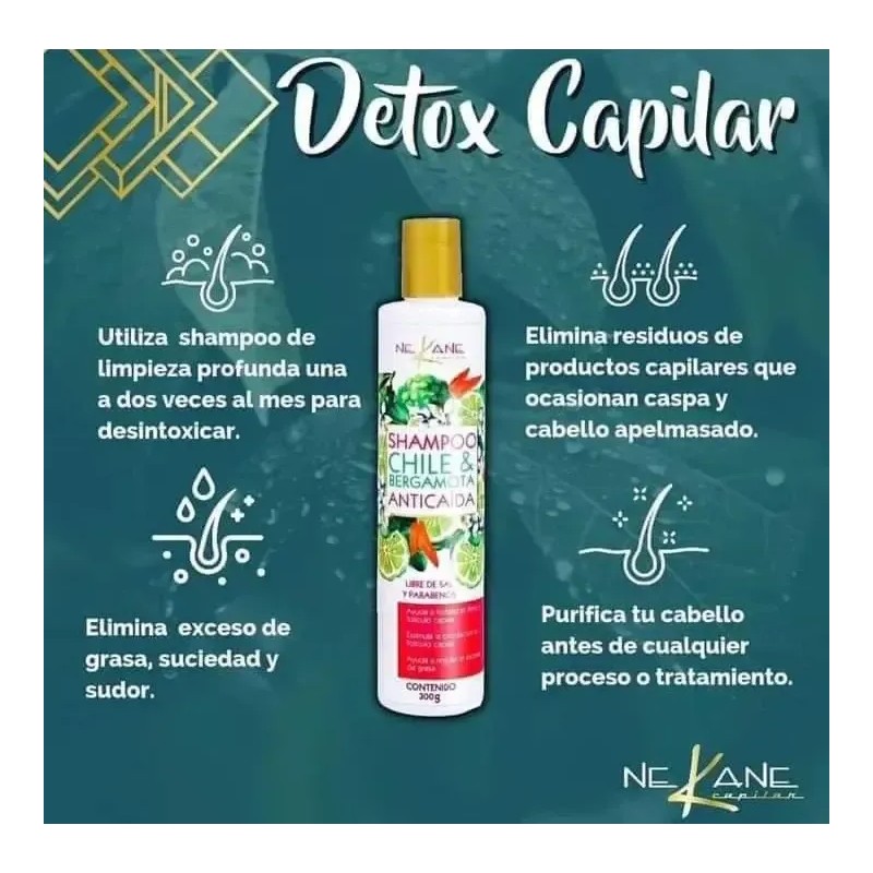 Shampoo Nekane De Chile Y Bergamota Anti Caida Cabello 300