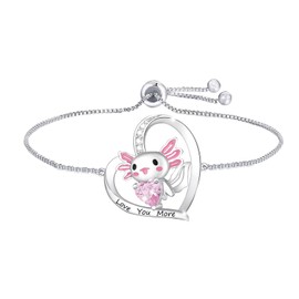M&Ostyle Cute Axolotl Bracelet for Girls Crystal Heart Bangle Adjustable Jewelry Gift Birthday Christmas Gifts for Women Mom Wife Girls