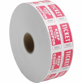 Sparco Ticket Roll, Double with Coupon, 2000/RL, Red (SPR99220)
