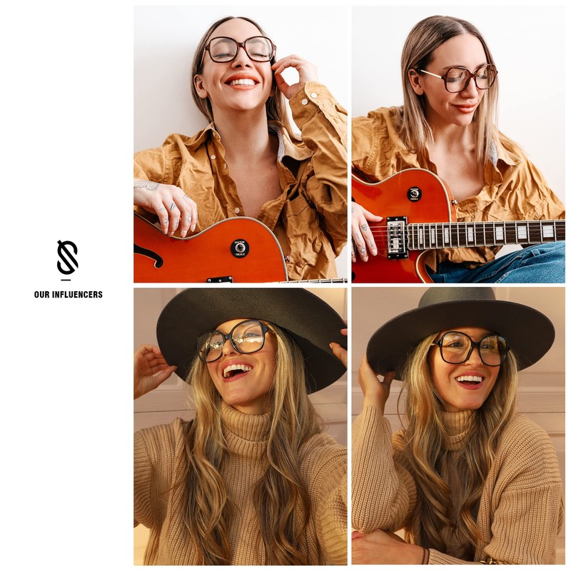 SOJOS Oversized Square Blue Light Blocking Glasses for Women Retro