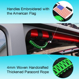 Gaizon 4 Pack Grab Handles Roll Bar Paracord Handgrip Handles Replacement for Jeep GWangler YJ TJ JK JL, for Gladiator JT 1955-2022(Green)