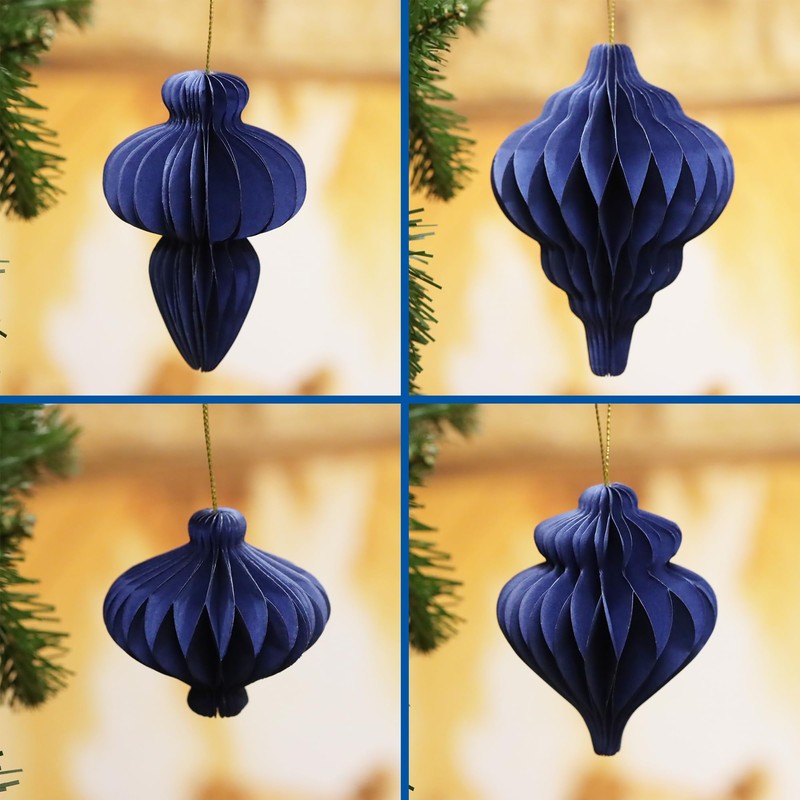 SLEETLY 8pk Paper Ornaments for Christmas Trees, Hanging 3D Honeycomb