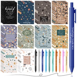 PerKoop 30 Sets Employee Appreciation Gift Motivational Pen Inspirational Notepad Notebooks Marbling Journals Bulk Appreciation Pocket Notepad Thank You Gifts for Christmas Teacher Coworker Team