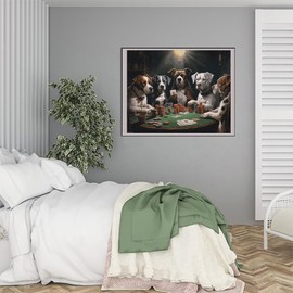 XTXGERL Paint by Numbers for Adults Beginners Playing Poker Dogs Paint by Number with Brushes and Acrylic Pigment Digital Painting DIY Acrylic Oil Painting by Numbers 16x20in