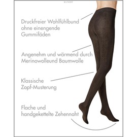 KUNERT Women's Tights Winter Dreams - Plait Warming, Brown-mel. 8210