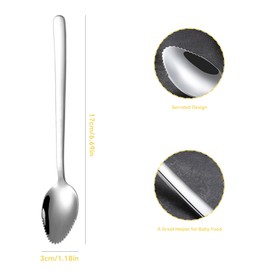 Starvway 2pcs Stainless Steel Grapefruit Spoon Thick Smooth Dessert Spoon with Serrated Cut Fruit Melon Scoop Gadget