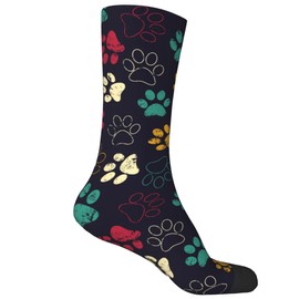 Jopowide Colorful Dog Paw Print Socks for Men Women Funny Crew Socks Warm Gifts