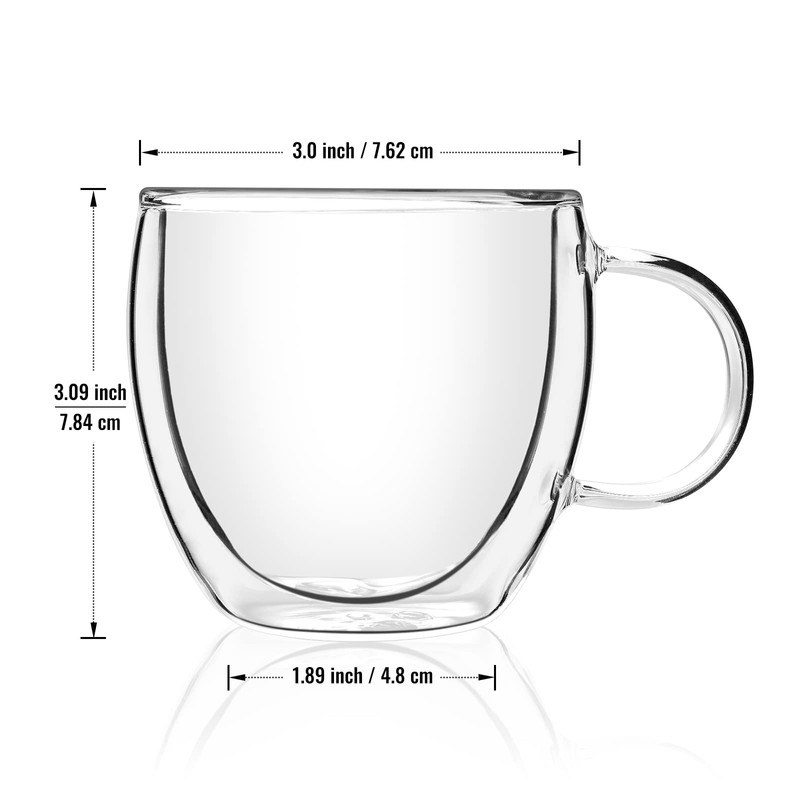 Stylusella Double Wall Glass Espresso Cups 5oz/150ml, A set of