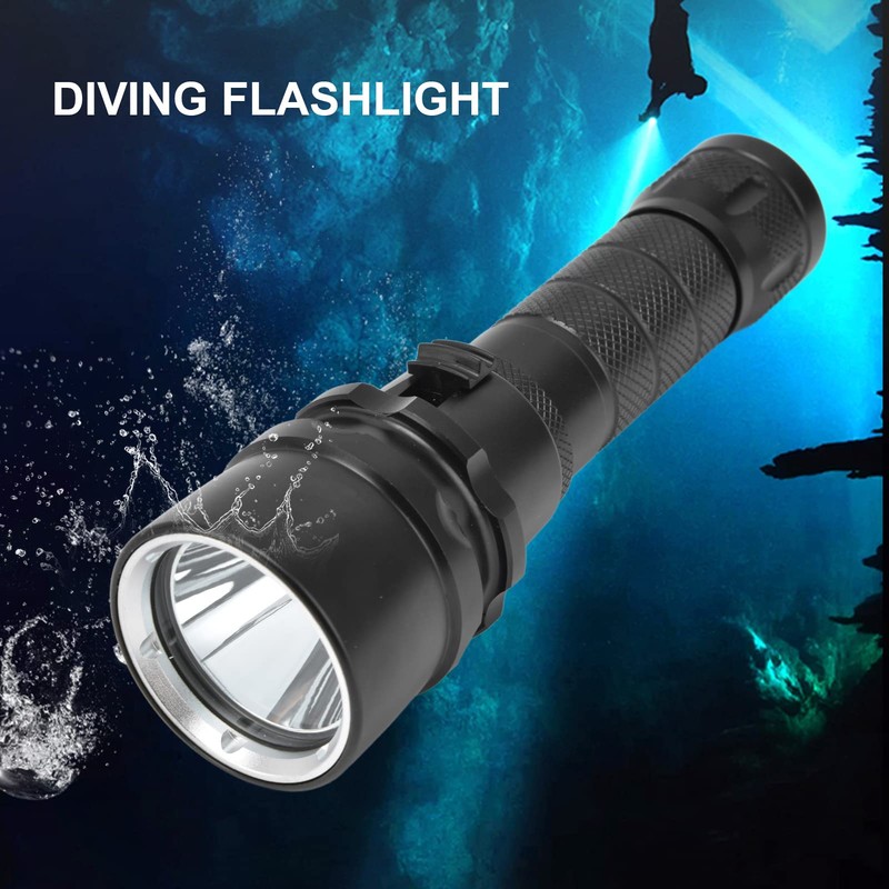 Dechoga Flashlight, Dibrite L25000lm, Stepless Dimming Diving Light, Vacuum Electroplating,