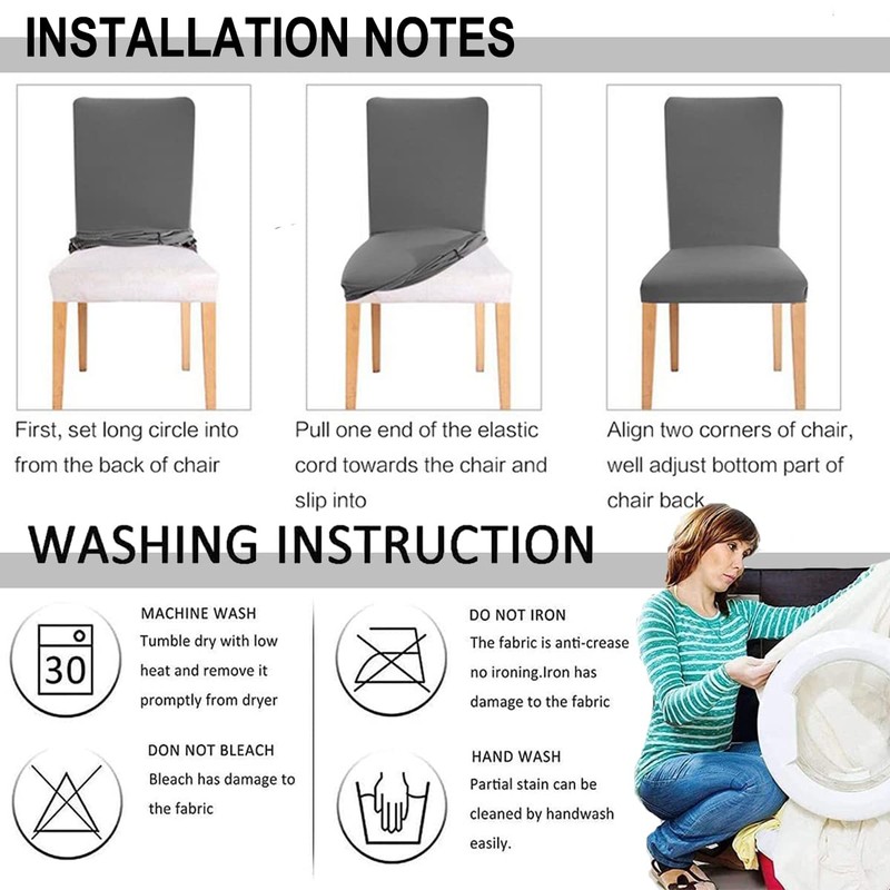HZDHCLH Chair Covers Slipcovers 4/6 PCs Stretch Removable Washable Short