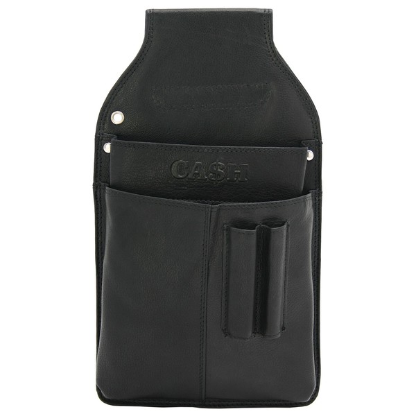 Large Leather Belt Bag for Waiter's Purse, Wallet Bag with