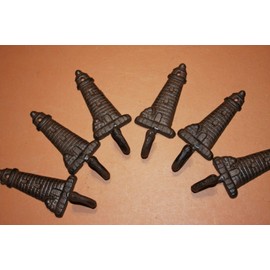 Southern Metal Rustic Coastal Lighthouse Towel Hooks Cast Iron, 6", Set of 6, N-56A