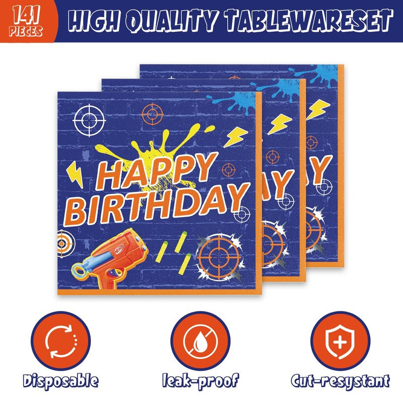 141Pcs Dart War Parties,Dart War Party Tableware Party Disposable Dinnerware