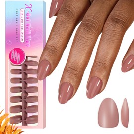 KQueenest Short Oval Tips, Pre- Colored Gel x Nail Tips, Natural Press on Nails Short Almond, Soft Gel Nails Tips, Small Fake Nails, No Need File Gel Tip Nails Acrylic Nail 300 Pcs, Mauve