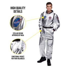 Morph BPA Free Silver Astronaut Costume Adult, Mens Astronaut Costume, Astronaut Costume Men, Spaceman Costume Adult, Space Suit X-Large