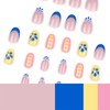 SINHOT Round Press on Nails Short - Blue Flower Fake