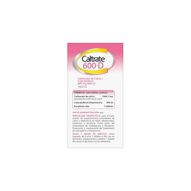 Caltrate Suplemento de Calcio 600 +D 600mg / 400 UI