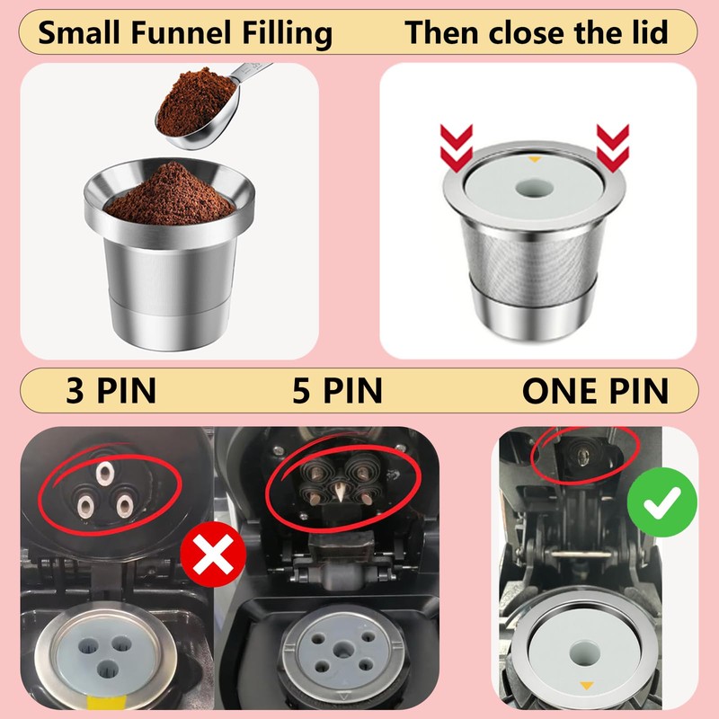 K Cup Reusable Coffee Pods & Funnel Kit, Stainless Steel