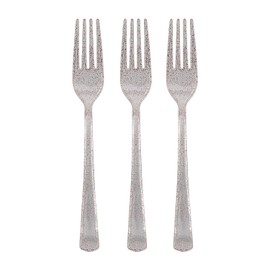 Pink Glitter Plastic Forks 48 Count